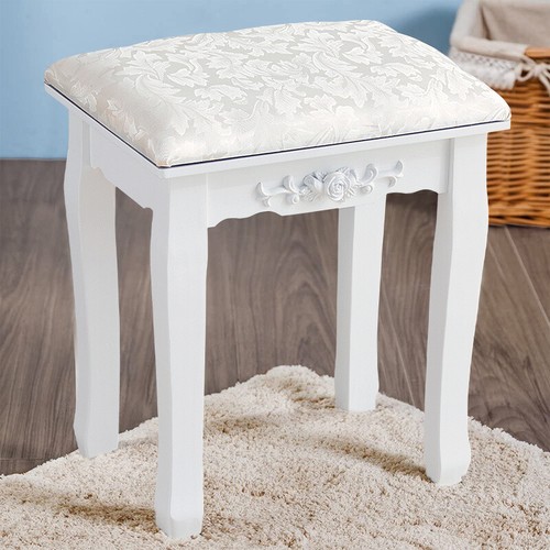 White dressing table stool - table,