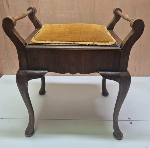 Antique mahogany piano - mahogany, stool